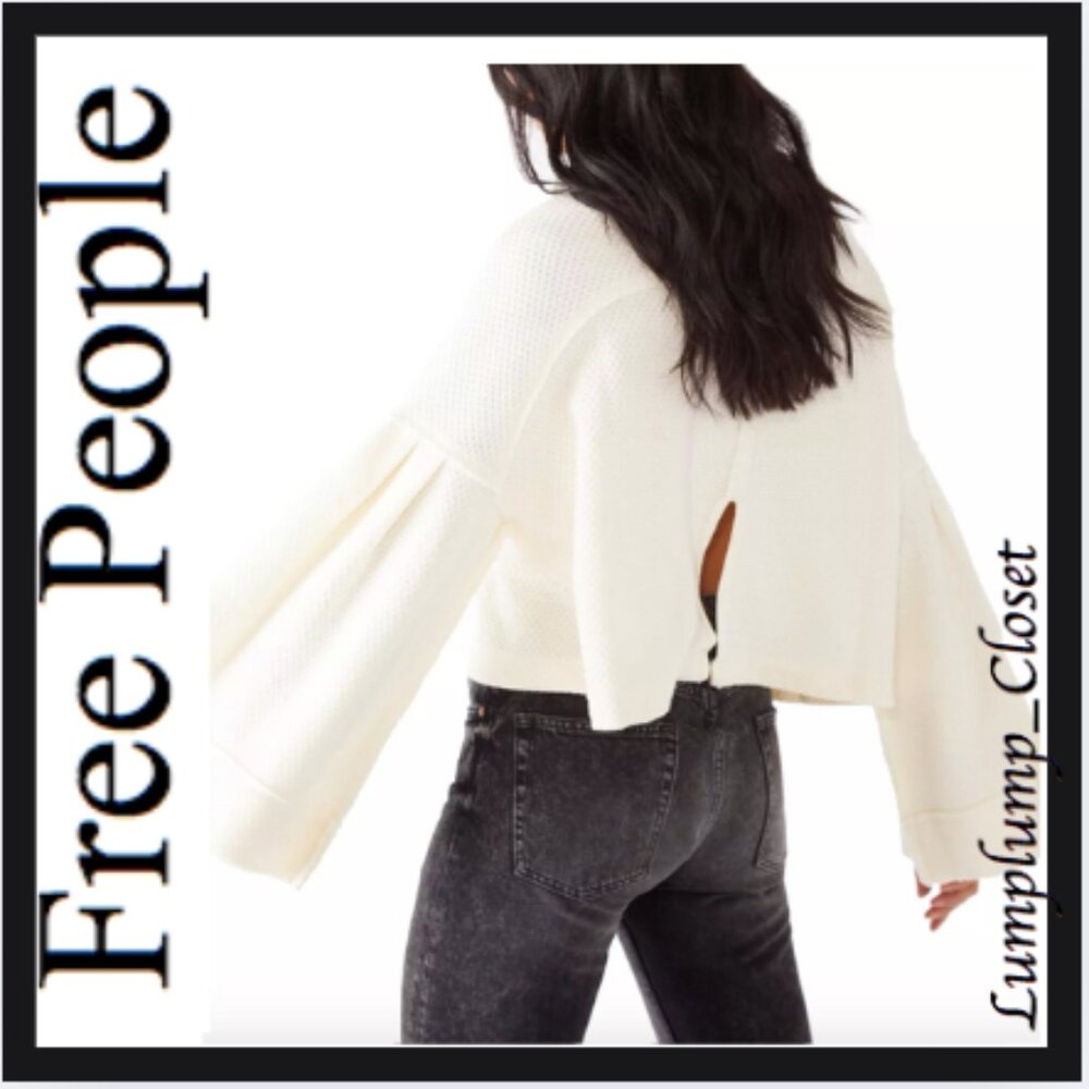Free People Ivory Cropped Open-Back Sweater